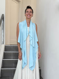 caraucci lightweight rayon jersey convertible light blue wrap vest can be worn multiple ways #color_canal-blue