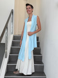 caraucci lightweight rayon jersey convertible light blue wrap vest can be worn multiple ways #color_canal-blue