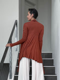women's plant-based rayon jersey versatile rust long sleeve convertible wrap jacket with thumbholes that can be worn 2 ways #color_copper