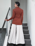 women's plant-based rayon jersey versatile rust long sleeve convertible wrap jacket with thumbholes that can be worn 2 ways #color_copper