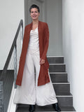 women's plant-based rayon jersey versatile rust long sleeve convertible wrap jacket with thumbholes that can be worn 2 ways #color_copper