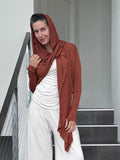 women's plant-based rayon jersey versatile rust long sleeve convertible wrap jacket with thumbholes that can be worn 2 ways #color_copper