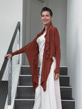 women's plant-based rayon jersey versatile rust long sleeve convertible wrap jacket with thumbholes that can be worn 2 ways #color_copper