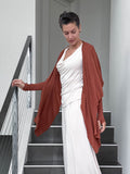 women's plant-based rayon jersey versatile rust long sleeve convertible wrap jacket with thumbholes that can be worn 2 ways #color_copper