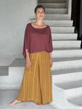 carauccI women's natural rayon jersey loose fit wide neck maroon top  #color_wine