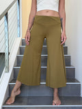 caraucci women's plant-based rayon jersey cropped brass wide leg pants #color_brass