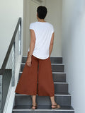 caraucci women's burnt orange wide leg cropped flare pants #color_copper