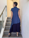 caraucci plant-based rayon jersey convertible navy blue wrap vest can be worn multiple way #color_navy