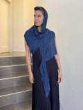 caraucci plant-based rayon jersey convertible navy blue wrap vest can be worn multiple way #color_navy