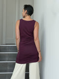 caraucci women's plant-based rayon jersey purple dress or tunic with ruched sides #color_jam