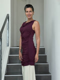 caraucci women's plant-based rayon jersey purple dress or tunic with ruched sides #color_jam