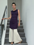 caraucci women's plant-based rayon jersey purple dress or tunic with ruched sides #color_plum