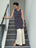caraucci women's plant-based rayon jersey steel gray dress or tunic with ruched sides #color_steel