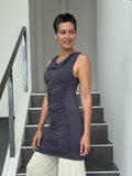 caraucci women's plant-based rayon jersey steel gray dress or tunic with ruched sides #color_steel