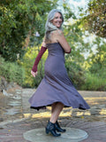 women's plant based rayon jersey stretchy steel grey hourglass convertible maxi skirt and dress #color_steel