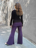 women's natural stretchy rayon jersey skirt-over flow pants #color_plum