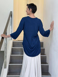 women's lightweight jersey navy blue 3/4 sleeve v-neck kurta tunic #color_navy