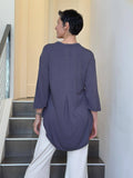 women's lightweight jersey steel gray 3/4 sleeve v-neck kurta tunic #color_steel