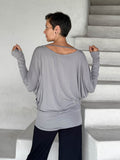 caraucci women's light grey dolman long sleeve tunic with thumbholes #color_stone