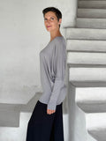 caraucci women's light grey dolman long sleeve tunic with thumbholes #color_stone
