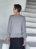 caraucci women's plant-based lightweight rayon jersey light gray dolman long sleeve loose fit top #color_stone