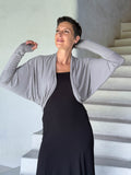caraucci women's lightweight plant based rayon jersey light gray loose fit dolman sleeved shrug #color_stone