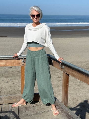 Bamboo Fleece Cropped Cowl Top