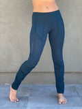 women's teal bamboo spandex pants with raised stitch details and 2 zipper pockets #color_teal