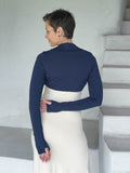 women's jersey navy long sleeve sleeve shrug with thumbholes #color_navy