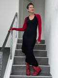 women's plant based rayon jersey stretchy red sleeve shrug with thumbholes #color_red