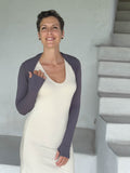 women's jersey gray long sleeve sleeve shrug with thumbholes #color_steel