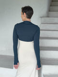 women's jersey teal long sleeve sleeve shrug with thumbholes #color_teal
