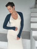women's jersey teal long sleeve sleeve shrug with thumbholes #color_teal
