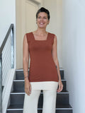 women's plant based rayon jersey stretchy orange square neck cap sleeve t-shirt #color_copper