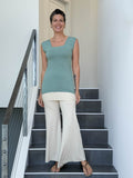women's plant based rayon jersey stretchy moss green square neck cap sleeve t-shirt #color_moss