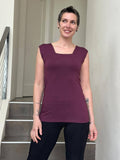 women's plant based rayon jersey stretchy purple square neck cap sleeve t-shirt #color_jam