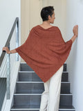 caraucci women's plant based rayon jersey orange textured poncho can be worn multiple ways; dress, skirt, halter top #color_copper