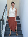 caraucci women's rayon jersey textured cream poncho can be worn multiple ways; dress, skirt, halter top #color_cream