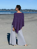 caraucci women's plant based rayon jersey purple textured poncho can be worn multiple ways; dress, skirt, halter top #color_plum