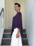 caraucci women's plant based rayon jersey purple textured poncho can be worn multiple ways; dress, skirt, halter top #color_plum