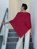 caraucci women's plant based rayon jersey red textured poncho can be worn multiple ways; dress, skirt, halter top #color_scarlet