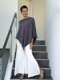 caraucci women's plant based rayon jersey gray textured poncho can be worn multiple ways; dress, skirt, halter top #color_steel