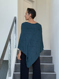 caraucci women's plant based rayon jersey teal blue textured poncho can be worn multiple ways; dress, skirt, halter top #color_teal