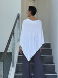 caraucci women's plant based rayon jersey white textured poncho can be worn multiple ways; dress, skirt, halter top #color_white