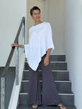 caraucci women's plant based rayon jersey white textured poncho can be worn multiple ways; dress, skirt, halter top #color_white