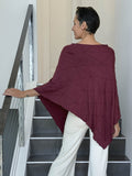 caraucci women's plant based rayon jersey maroon versatile poncho can be worn multiple ways; dress, skirt, halter top #color_wine