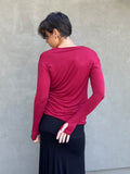 women's plant based rayon jersey lightweight long sleeve scarlet red top with thumbholes #color_scarlet