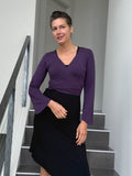 caraucci women's rayon jersey purple long sleeve wrap ballet shrug #color_plum
