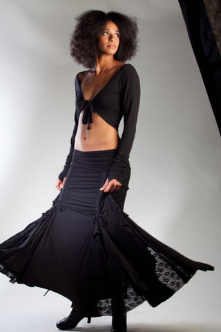 Flamenco Skirt - Black Solid (no lace)