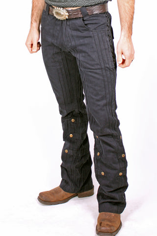 Organic Denim Gaucho Pants - Flat Black